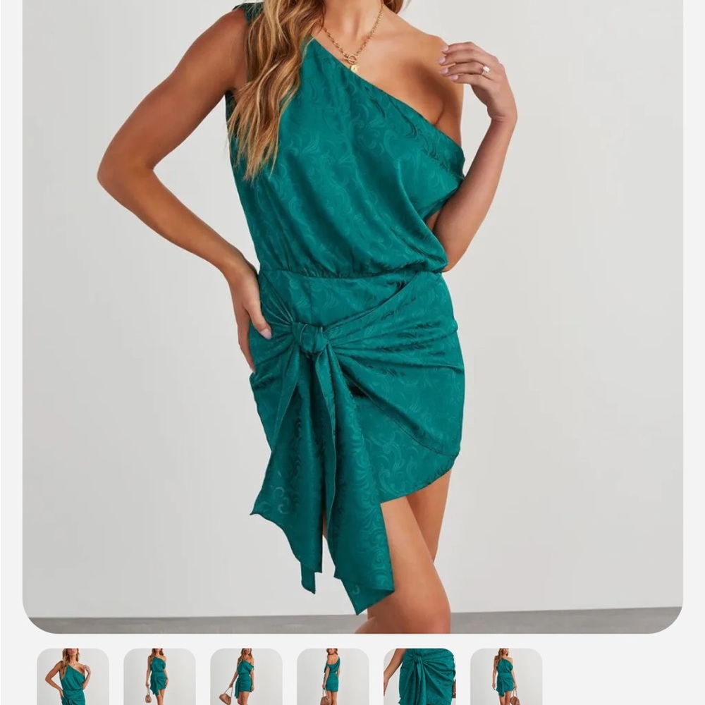 Vici Green Asymmetrical One Shoulder Cocktail Dress